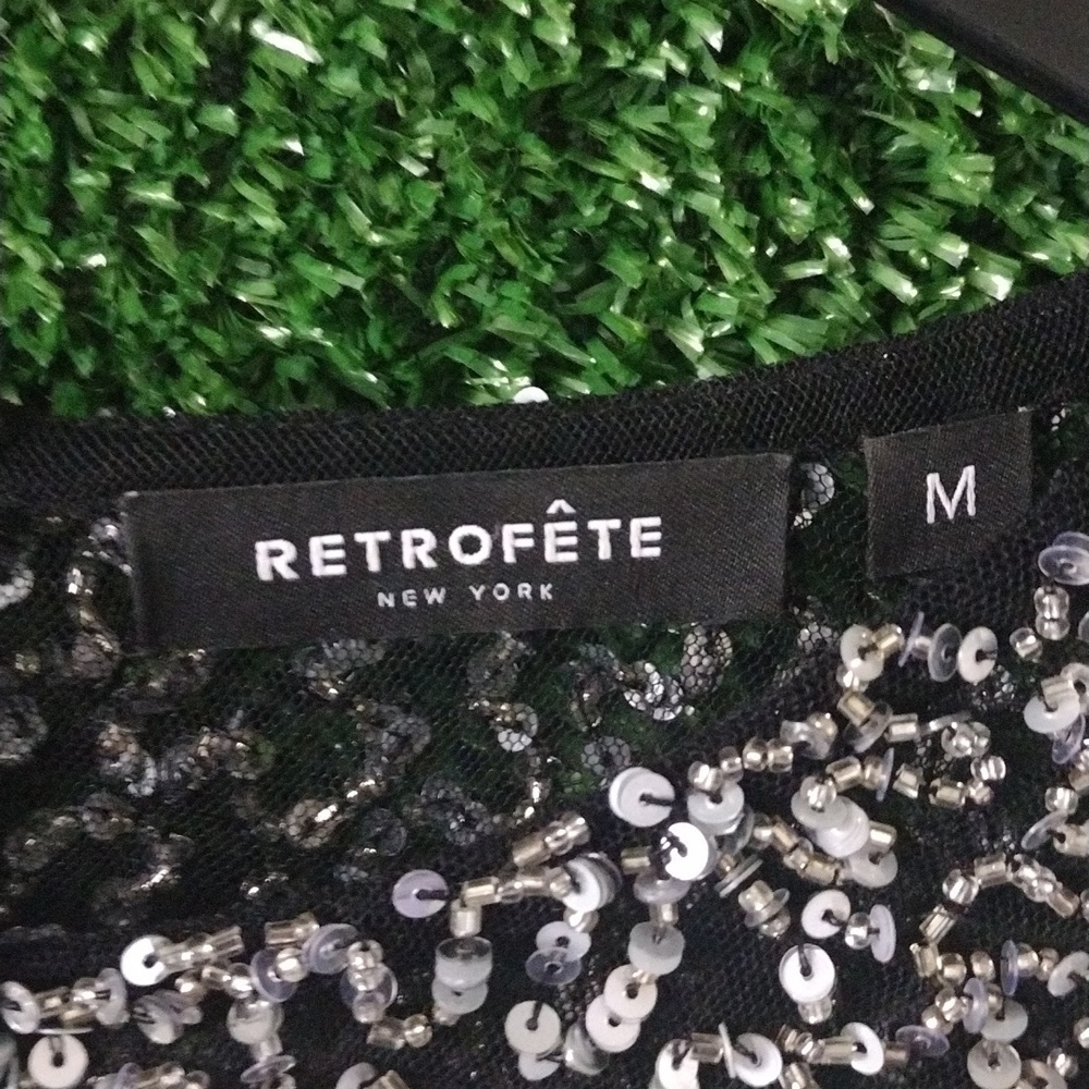 Retrofete Elegant Black and White Sheer Top - Picture 2 of 7